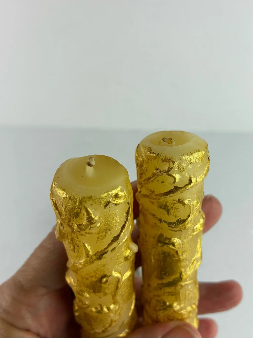 Pier 1 Imports Gold Flocked Candles Set NIB